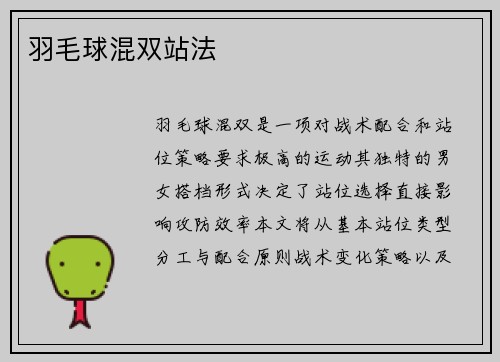 羽毛球混双站法